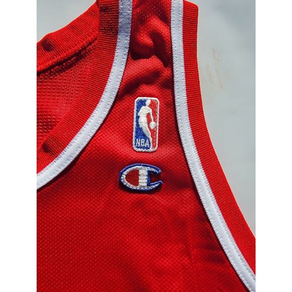 Vintage Champion Jerry Stackhouse 42 Jersey Men 44 Red Philadelphia 76ers NBA - Picture 4 of 6